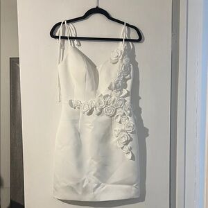 Terani Couture White Rose Embellished Dress